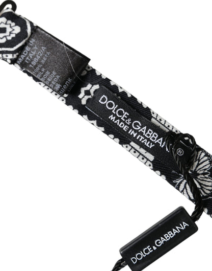 Pajarita para hombre Dolce & Gabbana ajustable, estampado blanco y negro