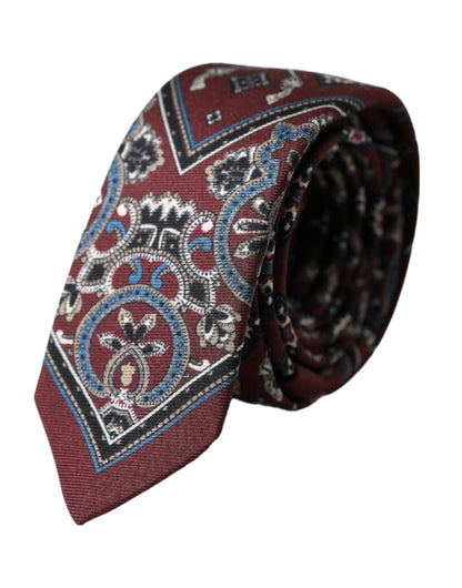 Corbata ajustable de seda 100 % estampada burdeos para hombre Dolce & Gabbana
