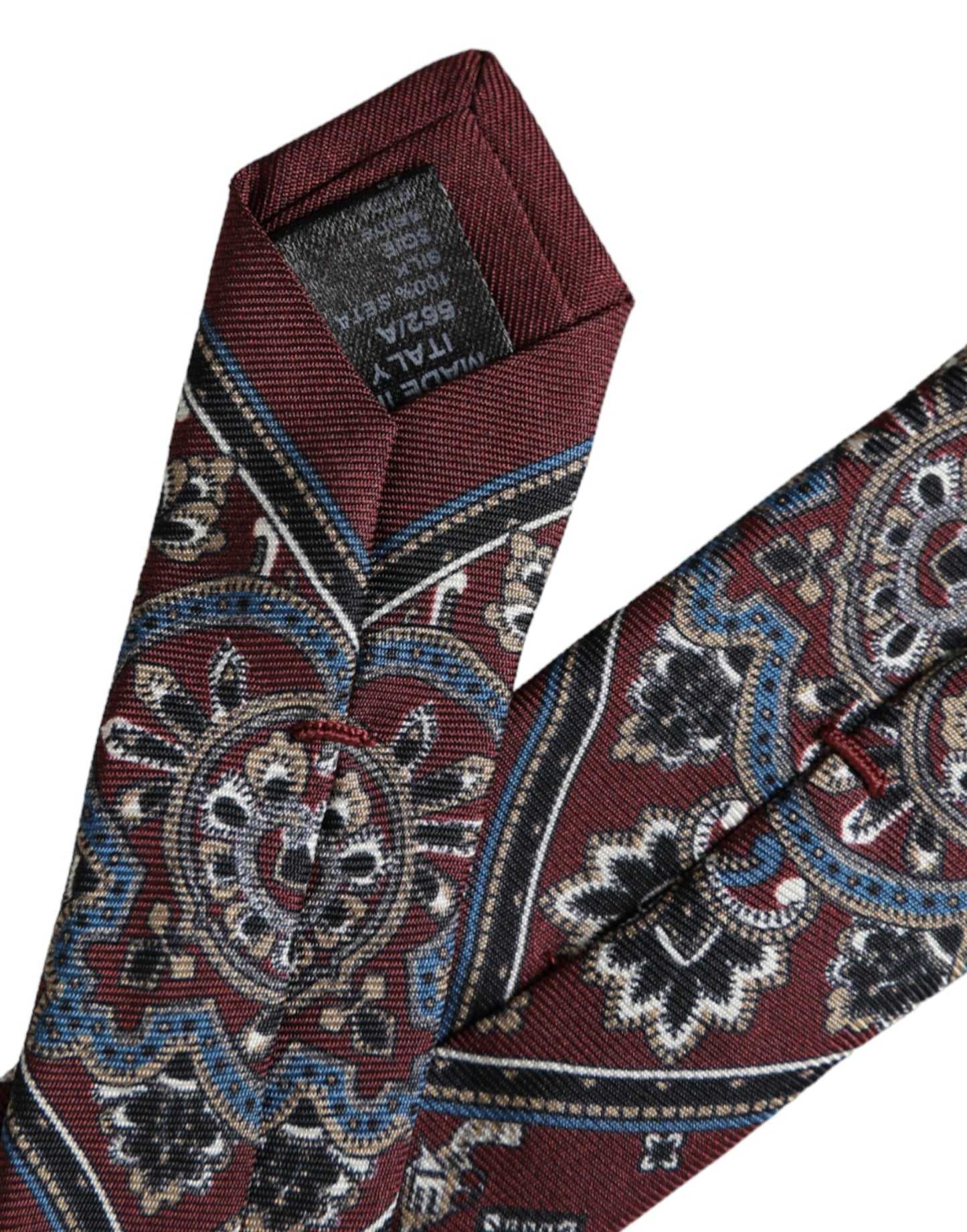 Corbata ajustable de seda 100 % estampada burdeos para hombre Dolce & Gabbana