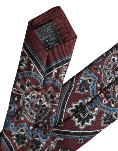 Corbata ajustable de seda 100 % estampada burdeos para hombre Dolce & Gabbana