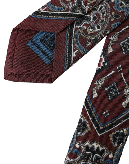 Corbata ajustable de seda 100 % estampada burdeos para hombre Dolce & Gabbana