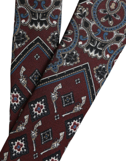 Corbata ajustable de seda 100 % estampada burdeos para hombre Dolce & Gabbana