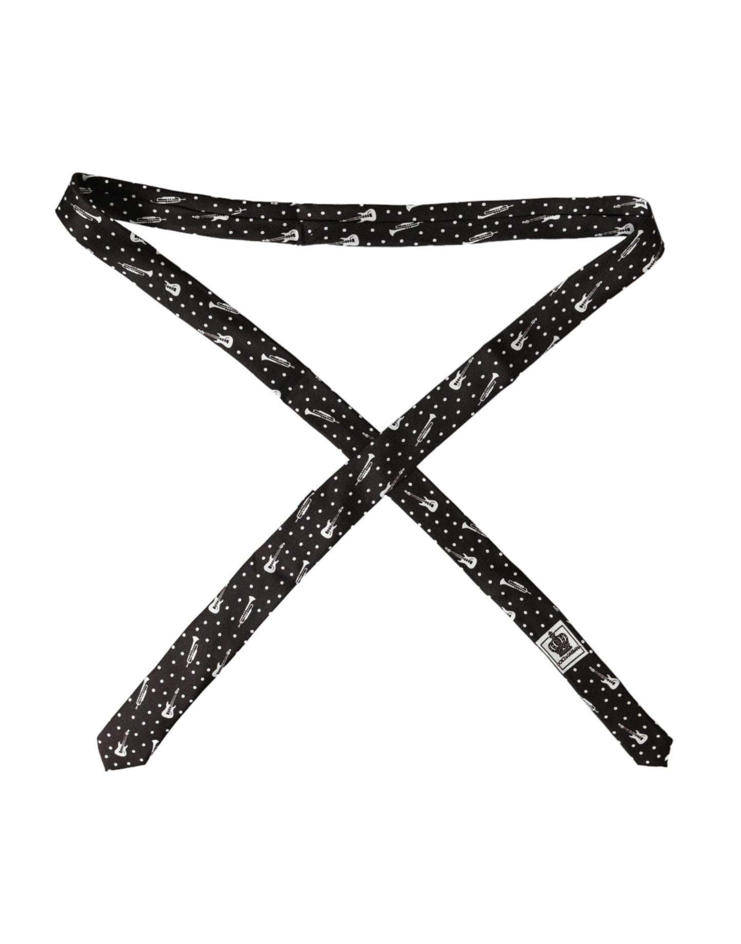 Corbata ajustable de seda con estampado de guitarra en negro de Dolce & Gabbana