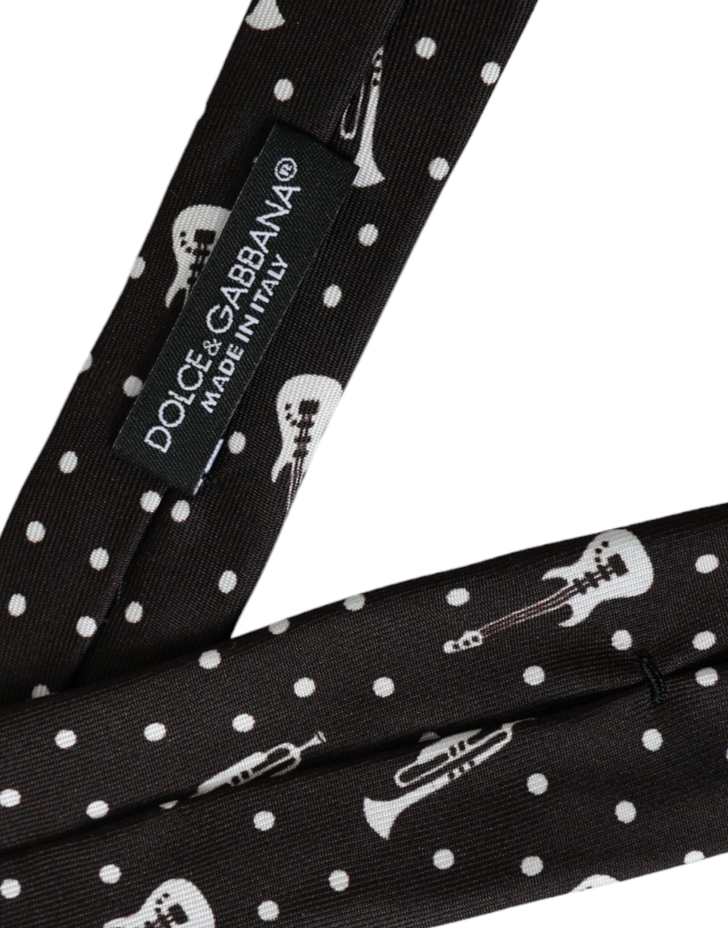 Corbata ajustable de seda con estampado de guitarra en negro de Dolce & Gabbana