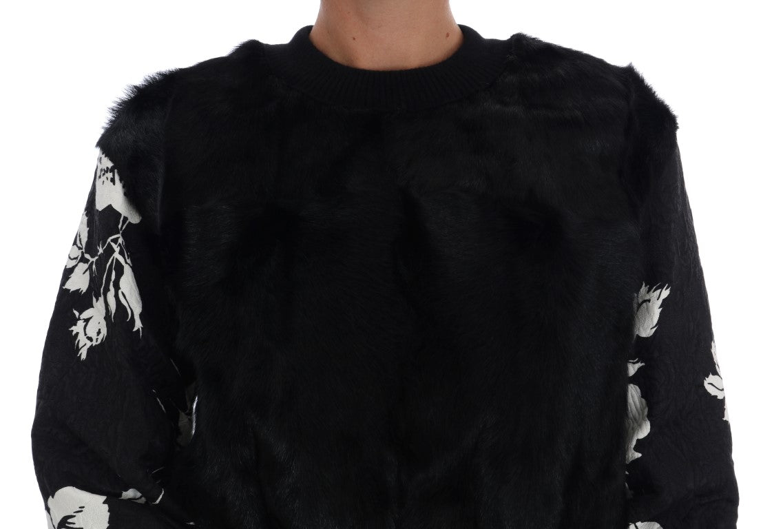 Suéter Dolce & Gabbana de Cremallera en Brocado Floral de Piel Negro