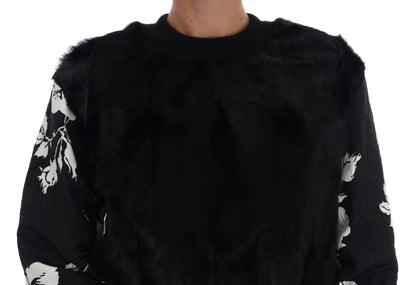 Suéter Dolce & Gabbana de Cremallera en Brocado Floral de Piel Negro