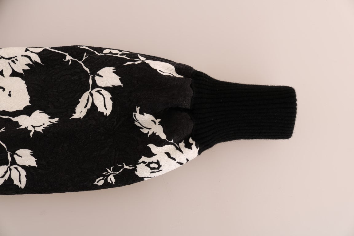 Suéter Dolce & Gabbana de Cremallera en Brocado Floral de Piel Negro
