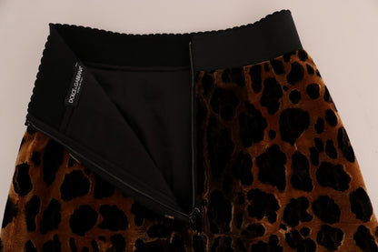 Falda A-line de seda con estampado de leopardo marrón de Dolce & Gabbana