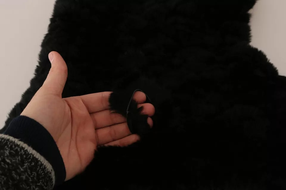 Écharpe à Capuche en Cachemire Noir et Fourrure de Renard Argentée Dolce & Gabbana