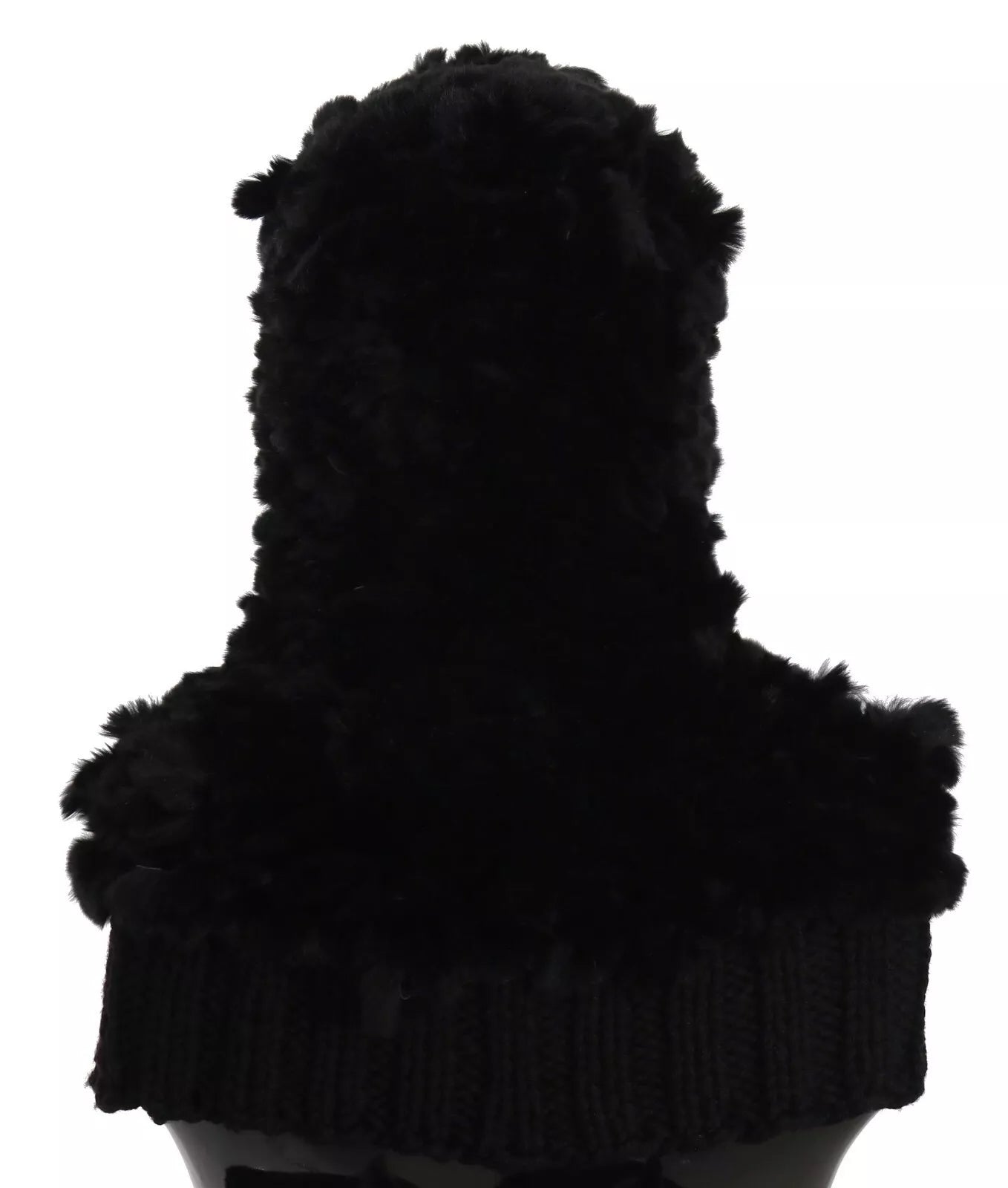 Écharpe à Capuche en Cachemire Noir et Fourrure de Renard Argentée Dolce & Gabbana