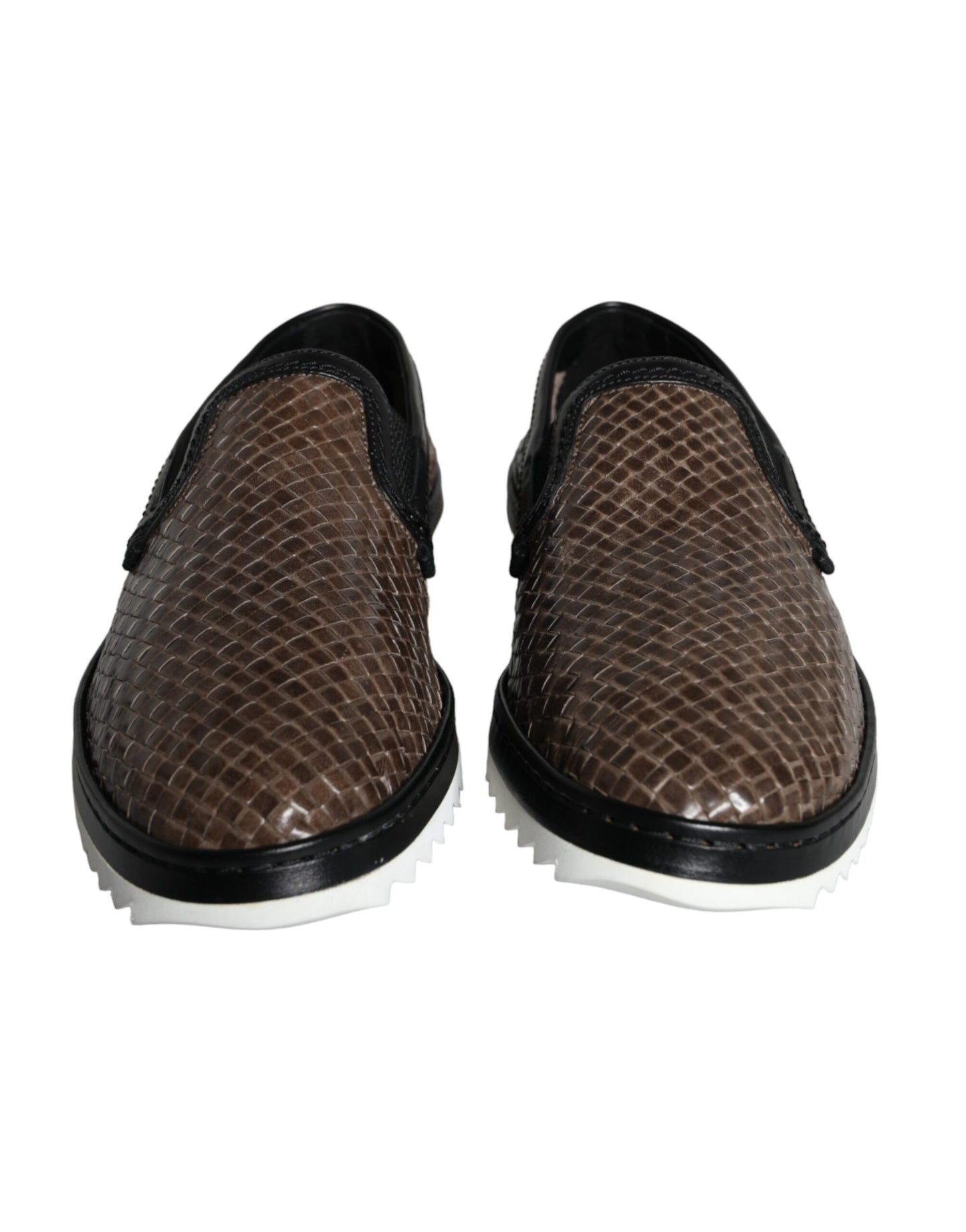 Zapatos Mocasines de Hombre Dolce & Gabbana de Cuero Trenzado Marrón y Negro