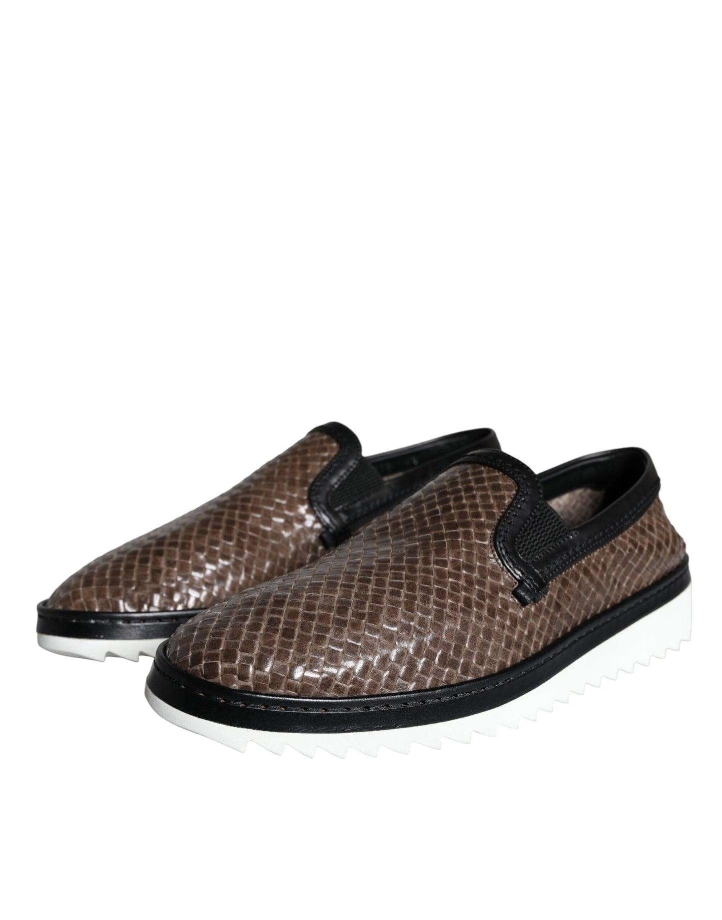 Zapatos Mocasines de Hombre Dolce & Gabbana de Cuero Trenzado Marrón y Negro