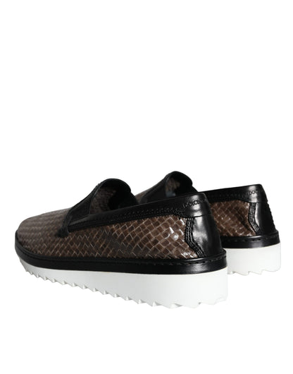 Zapatos Mocasines de Hombre Dolce & Gabbana de Cuero Trenzado Marrón y Negro