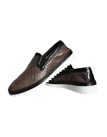 Zapatos Mocasines de Hombre Dolce & Gabbana de Cuero Trenzado Marrón y Negro