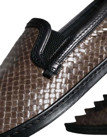 Zapatos Mocasines de Hombre Dolce & Gabbana de Cuero Trenzado Marrón y Negro