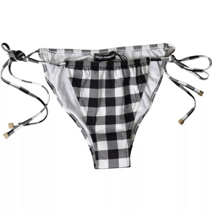 Braga de bikini de baño Dolce & Gabbana a cuadros blancos y negros