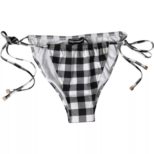 Braga de bikini de baño Dolce & Gabbana a cuadros blancos y negros