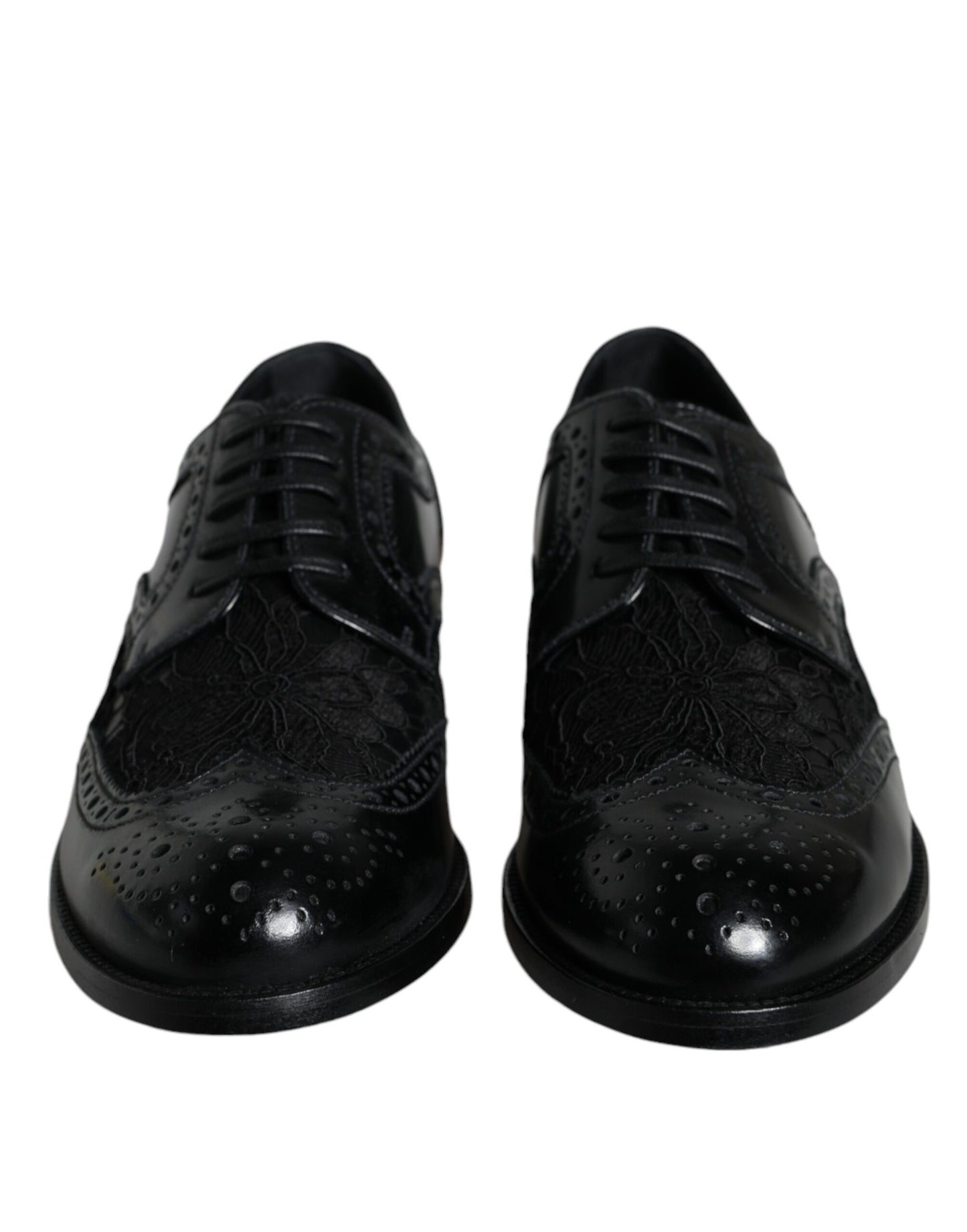 Zapatos de vestir Dolce & Gabbana de cuero negro con encaje floral