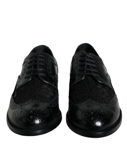 Zapatos de vestir Dolce & Gabbana de cuero negro con encaje floral