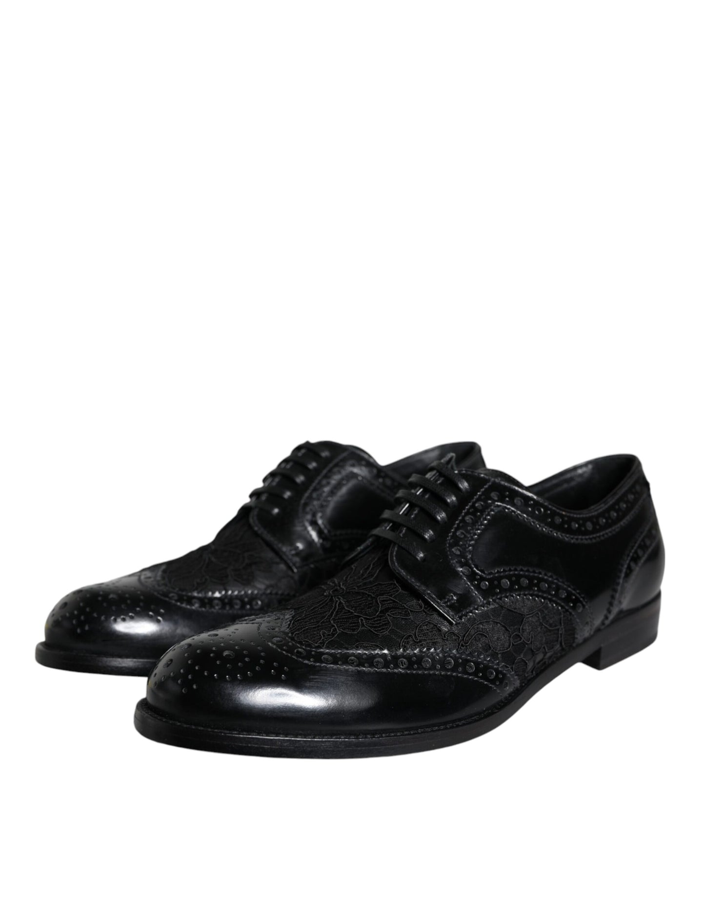 Zapatos de vestir Dolce & Gabbana de cuero negro con encaje floral