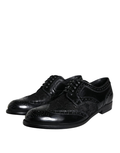 Zapatos de vestir Dolce & Gabbana de cuero negro con encaje floral