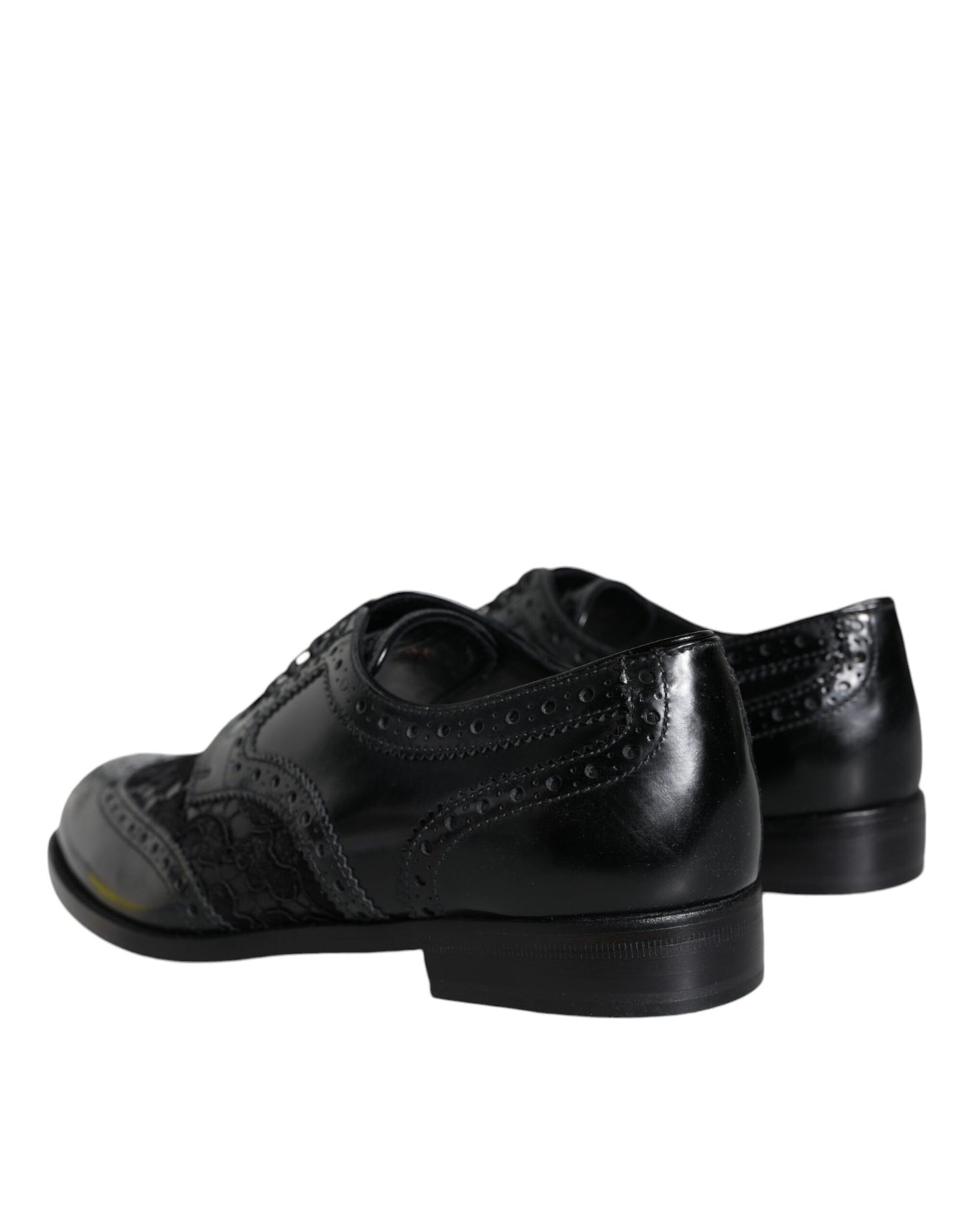 Zapatos de vestir Dolce & Gabbana de cuero negro con encaje floral