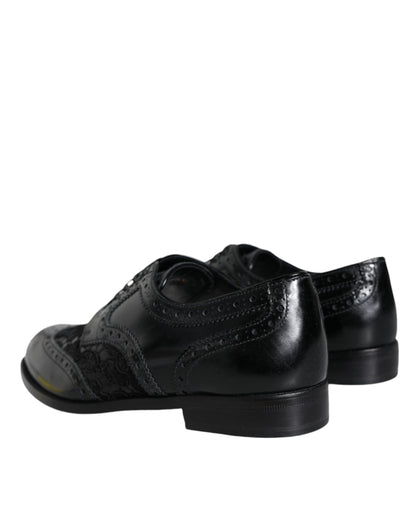 Zapatos de vestir Dolce & Gabbana de cuero negro con encaje floral