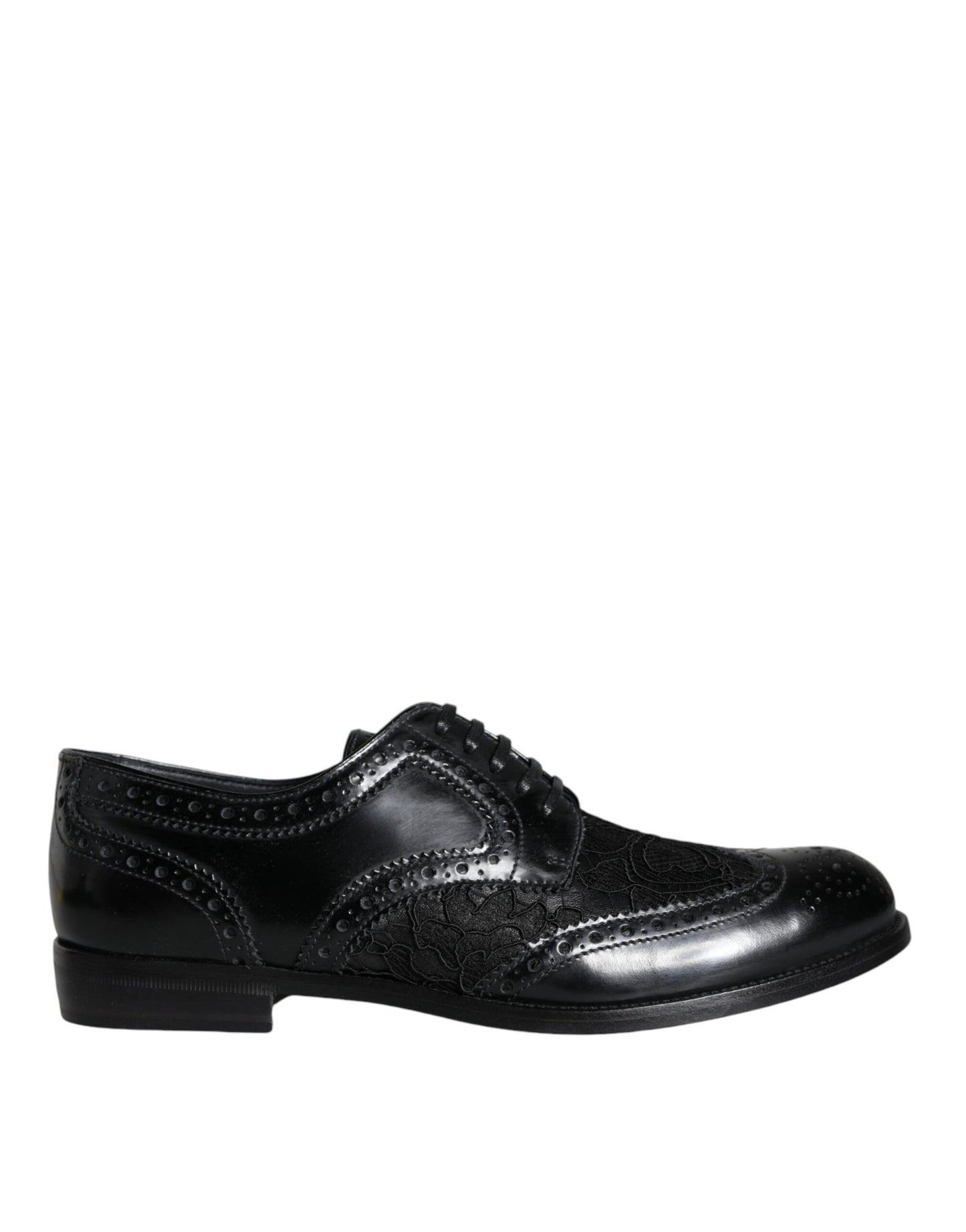 Zapatos de vestir Dolce & Gabbana de cuero negro con encaje floral