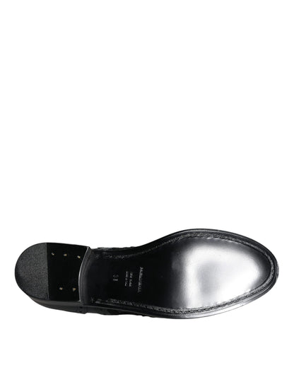 Zapatos de vestir Dolce & Gabbana de cuero negro con encaje floral
