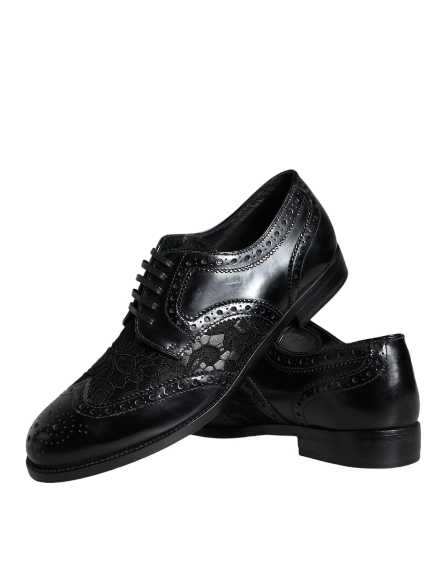 Zapatos de vestir Dolce & Gabbana de cuero negro con encaje floral