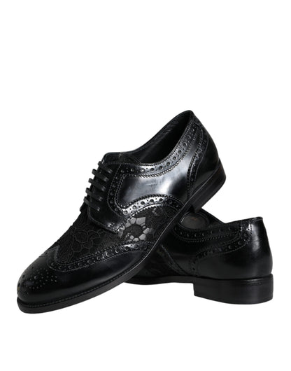 Zapatos de vestir Dolce & Gabbana de cuero negro con encaje floral
