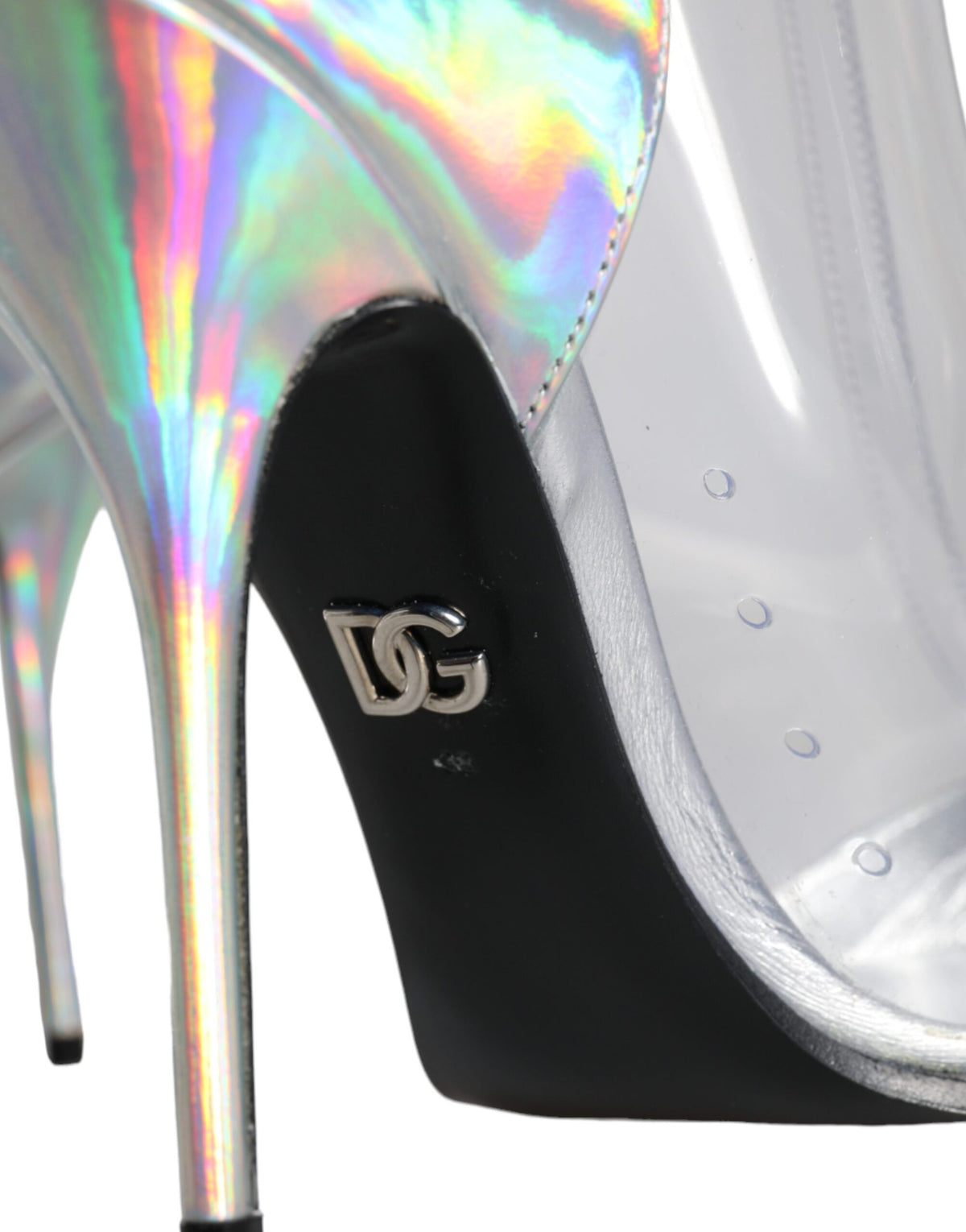 Dolce & Gabbana Bottines Courtes Pointues en PVC Argenté Iridescent