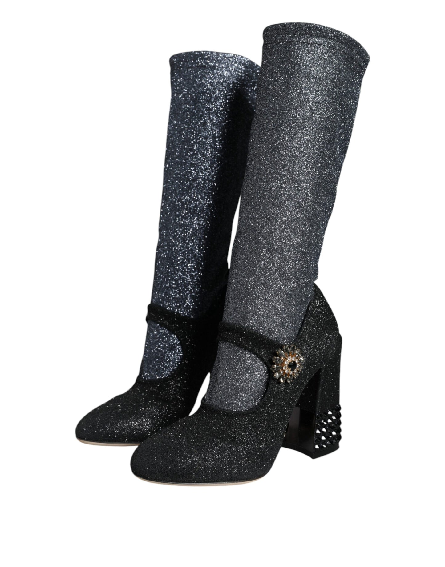 Zapatos botines Mary Janes de cristal negro Dolce & Gabbana