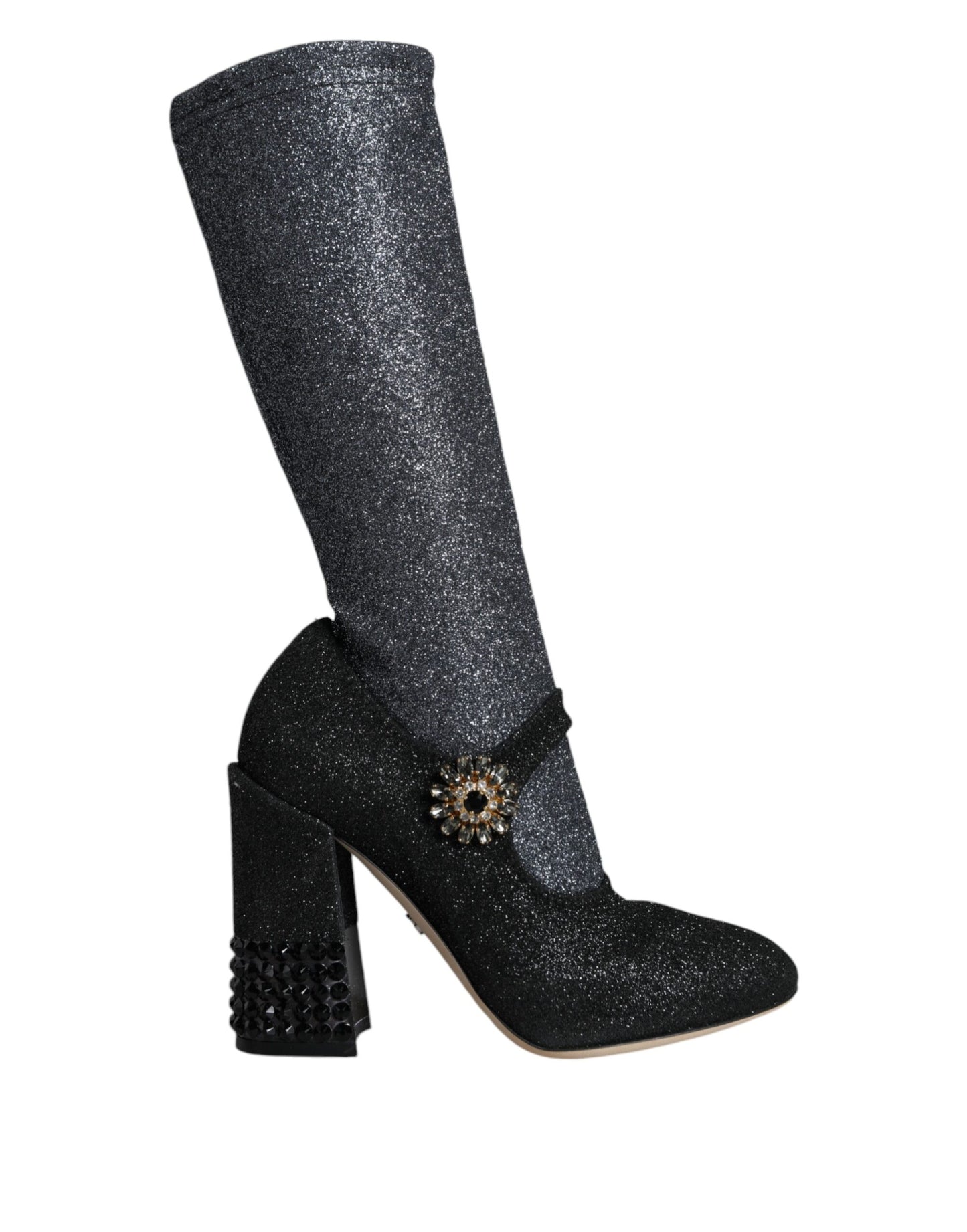 Zapatos botines Mary Janes de cristal negro Dolce & Gabbana