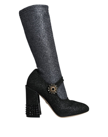 Zapatos botines Mary Janes de cristal negro Dolce & Gabbana