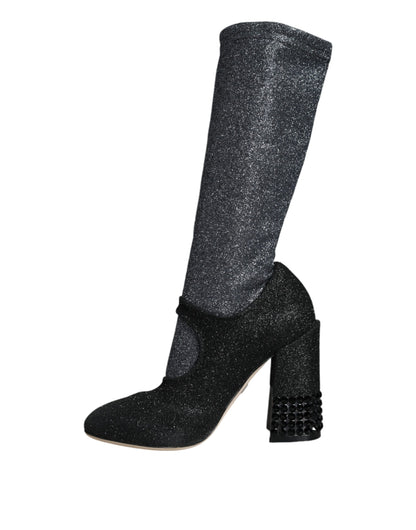 Zapatos botines Mary Janes de cristal negro Dolce & Gabbana