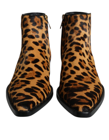 Botines Dolce & Gabbana de piel de becerro de leopardo marrones