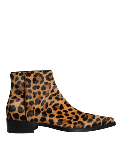 Botines Dolce & Gabbana de piel de becerro de leopardo marrones