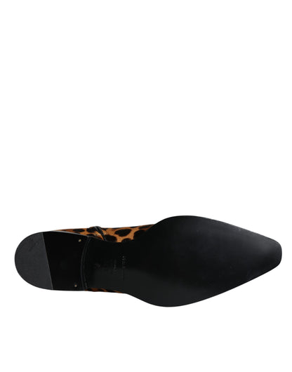Botines Dolce & Gabbana de piel de becerro de leopardo marrones