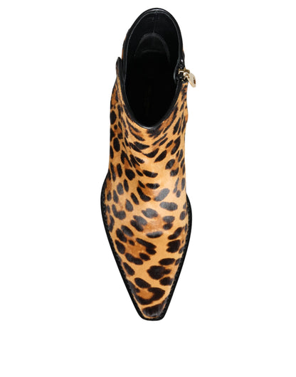 Botines Dolce & Gabbana de piel de becerro de leopardo marrones