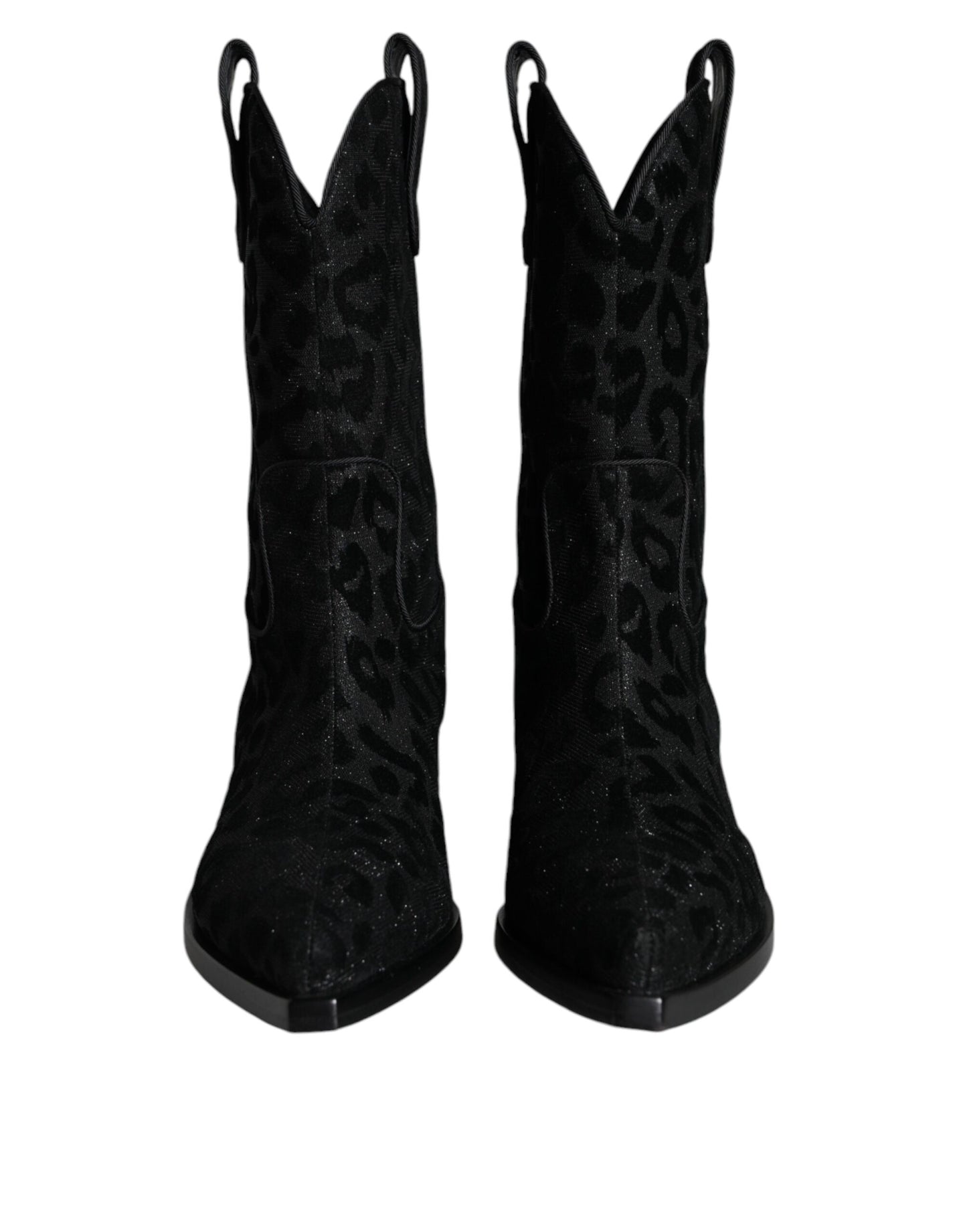 Botas de cowboy con estampado de leopardo negras y grises de Dolce & Gabbana