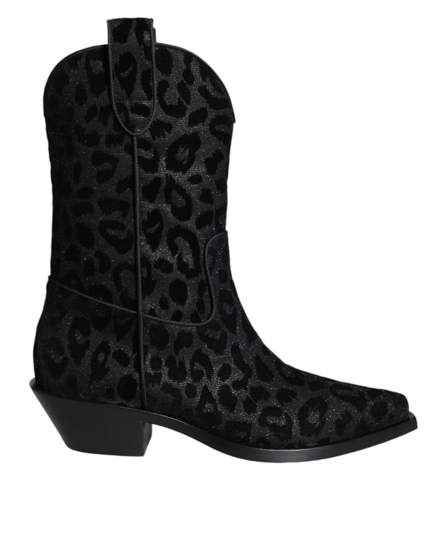 Botas de cowboy con estampado de leopardo negras y grises de Dolce & Gabbana