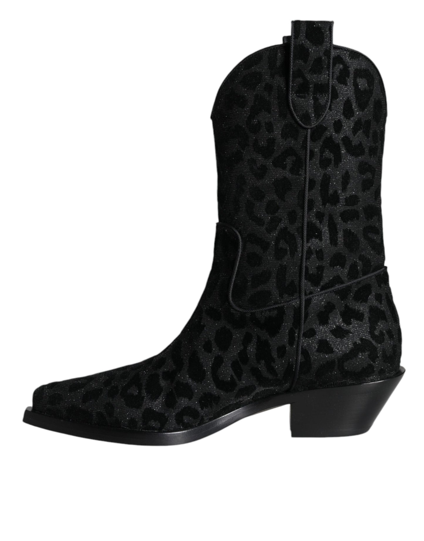 Botas de cowboy con estampado de leopardo negras y grises de Dolce & Gabbana