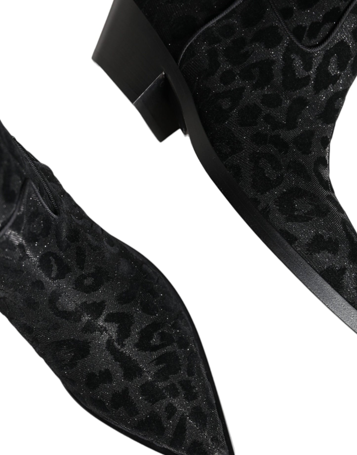 Botas de cowboy con estampado de leopardo negras y grises de Dolce & Gabbana