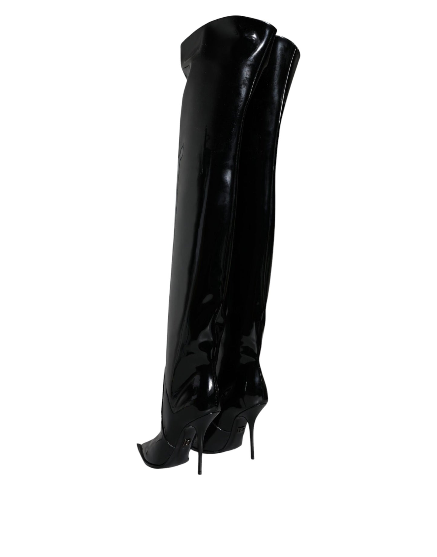 Botas hasta la rodilla de charol negro Dolce & Gabbana