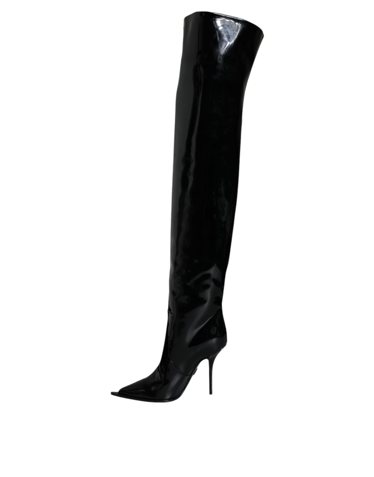 Botas hasta la rodilla de charol negro Dolce & Gabbana