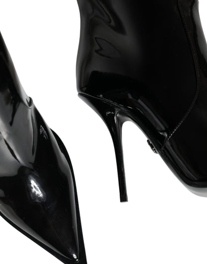 Botas hasta la rodilla de charol negro Dolce & Gabbana