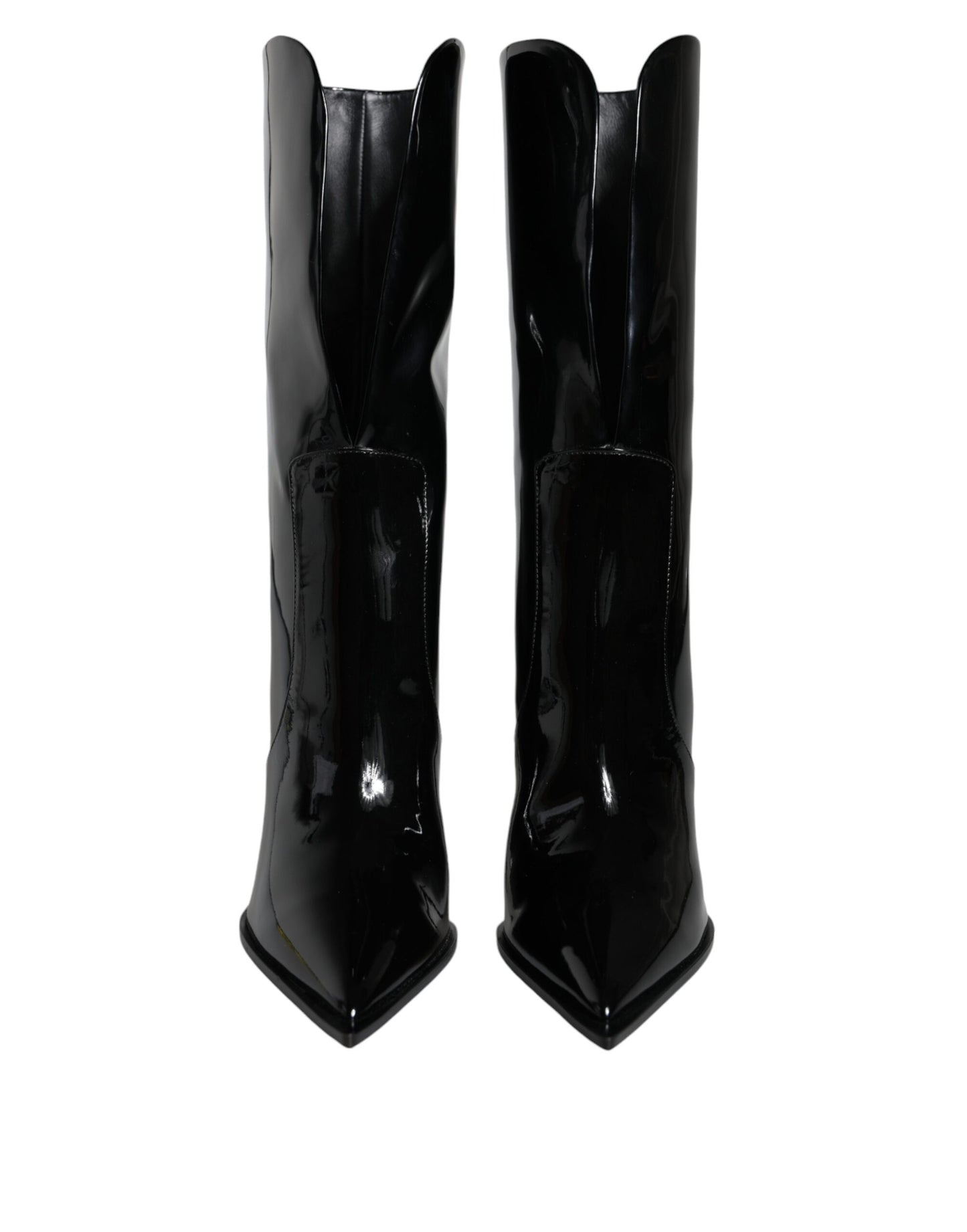 Dolce & Gabbana Zapatos Botas Negras de Charol a Media Pierna