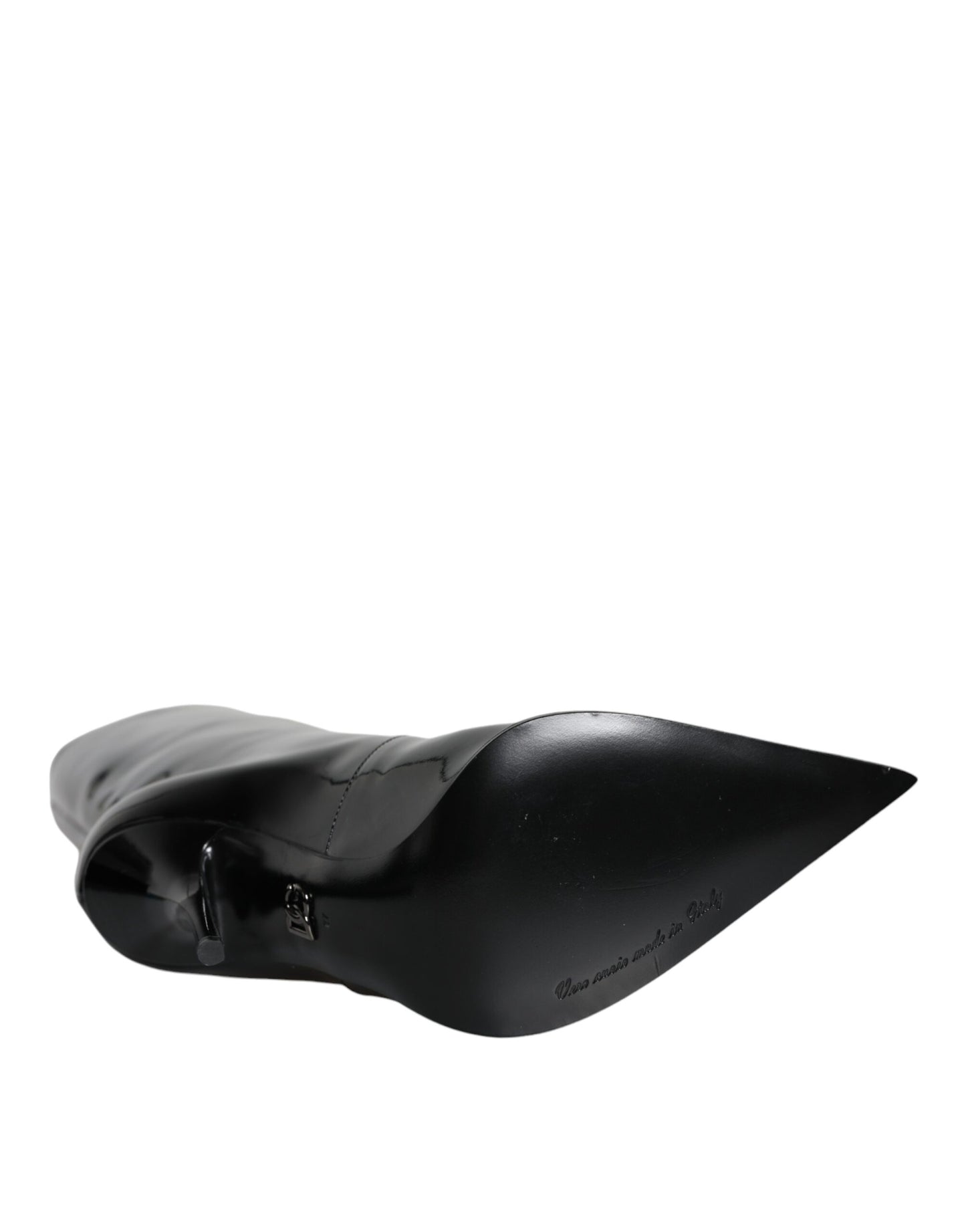 Dolce & Gabbana Zapatos Botas Negras de Charol a Media Pierna