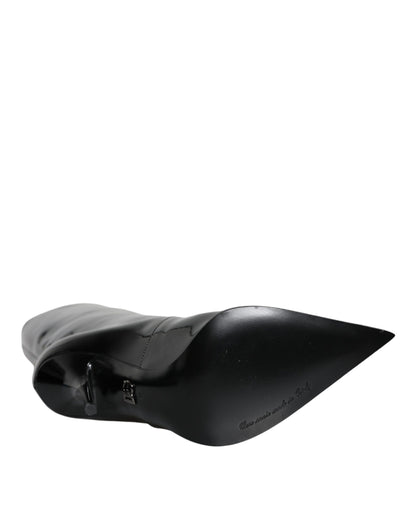 Dolce & Gabbana Zapatos Botas Negras de Charol a Media Pierna